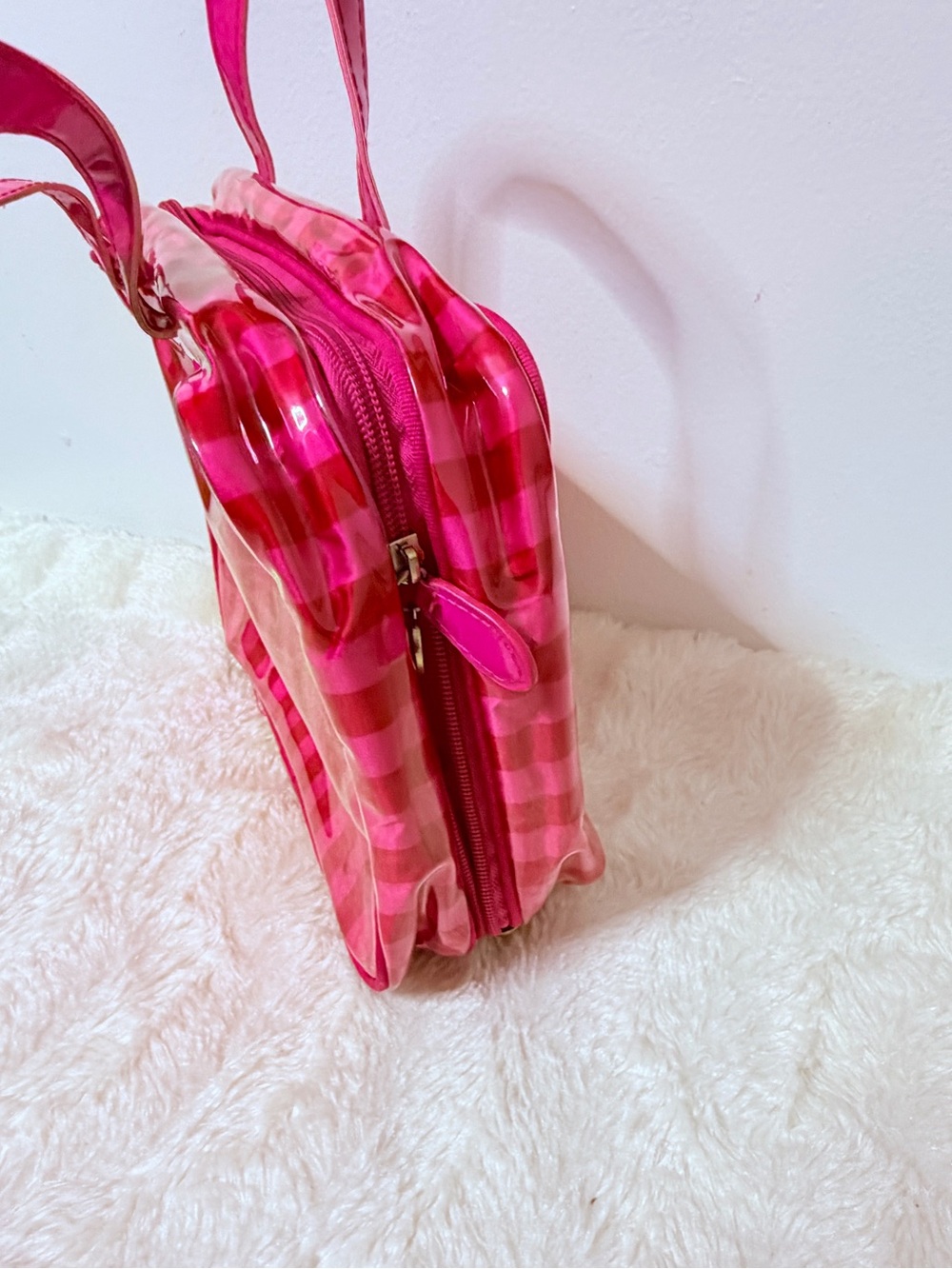 Vintage Y2K Victoria’s Secret Pink Stripe Travel Cosmetics Bag With Hanger - Picture 5 of 12